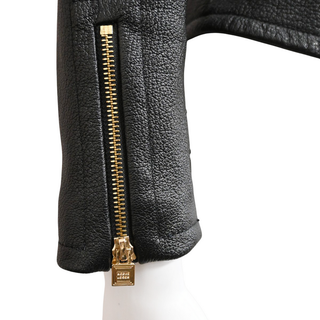 HERVE LEGER | Salene Black Leather Moto Jacket