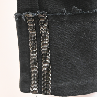 BRUNELLO CUCINELLI | Faded Black Cropped Raw Edge Jeans