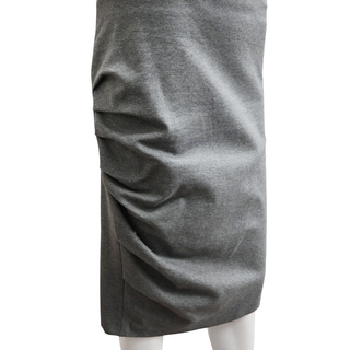 BRUNELLO CUCINELLI | Heathered Grey Ruched Pencil Skirt
