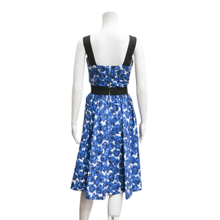 CAROLINA HERRERA | Blue Rose Garden Fit & Flare Midi Dress