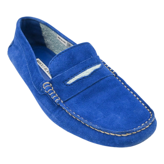 MANOLO BLAHNIK | Blue Suede Penny Loafers