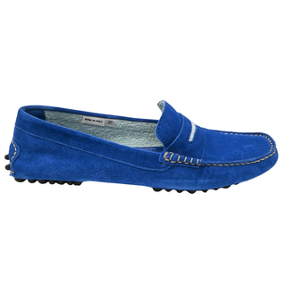 MANOLO BLAHNIK | Blue Suede Penny Loafers