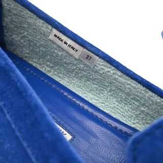 MANOLO BLAHNIK | Blue Suede Penny Loafers
