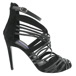 RALPH LAUREN | Bliara Black Suede & Leather Caged Heels