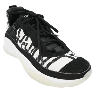 CHANEL | Black & White Graphic Logo Sneakers