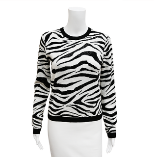 ALICE + OLIVIA | Connie Embellished Zebra Sweater