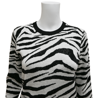 ALICE + OLIVIA | Connie Embellished Zebra Sweater