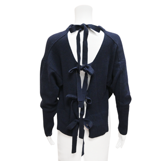 KHAITE | Renee Navy Cashmere Tie-Back Sweater