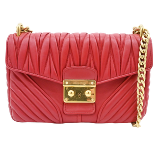 MIU MIU | Red Matelassé Chain Shoulder Bag