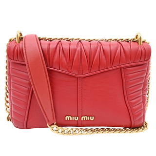 MIU MIU | Red Matelassé Chain Shoulder Bag