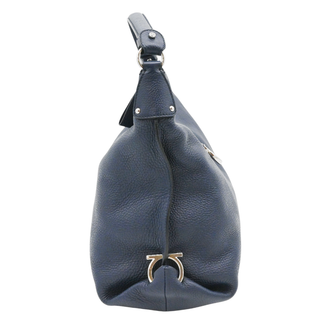 FERRAGAMO | Fanisa Navy Blue Pebbled Leather Hobo Bag