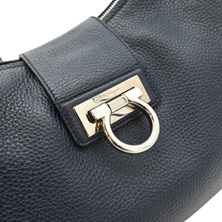 FERRAGAMO | Fanisa Navy Blue Pebbled Leather Hobo Bag