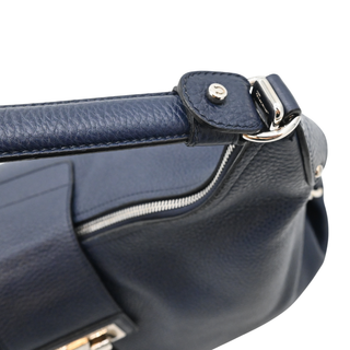 FERRAGAMO | Fanisa Navy Blue Pebbled Leather Hobo Bag