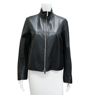 THE ROW | Black Lambskin Leather Zip Jacket