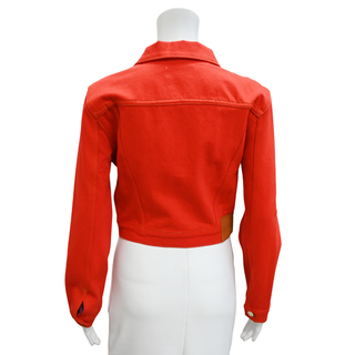 FRAME | Herrera Red Cropped Denim Trucker Jacket