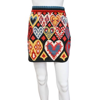 FARM RIO | Black Hearts Ikat Knit Mini Skirt