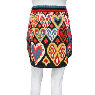 FARM RIO | Black Hearts Ikat Knit Mini Skirt