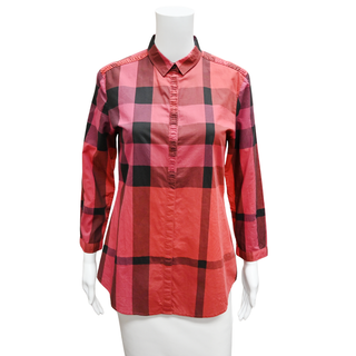BURBERRY BRIT | Red & Black Nova Check Plaid Print Blouse