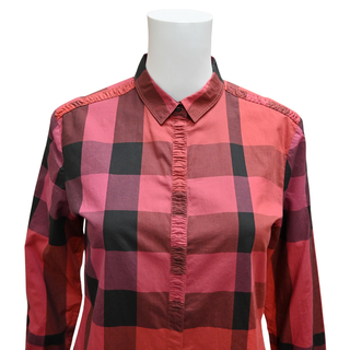 BURBERRY BRIT | Red & Black Nova Check Plaid Print Blouse