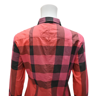 BURBERRY BRIT | Red & Black Nova Check Plaid Print Blouse