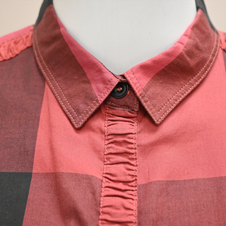 BURBERRY BRIT | Red & Black Nova Check Plaid Print Blouse