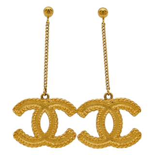 CHANEL | Matte Gold-Tone CC Drop Earrings