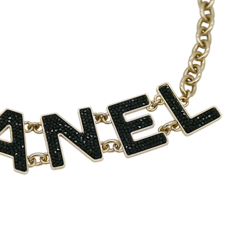 CHANEL | Black Crystal 'CHANEL' Embellished Necklace