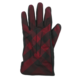 BURBERRY | Dark Red Check-Pattern Gloves