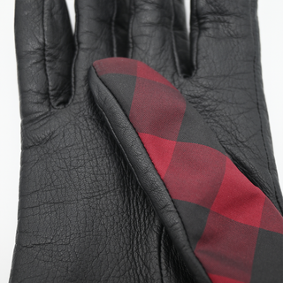 BURBERRY | Dark Red Check-Pattern Gloves