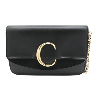 CHLOE | C Black Leather Chain Crossbody Bag