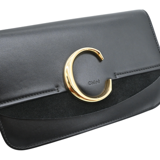 CHLOE | C Black Leather Chain Crossbody Bag