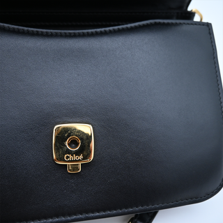 CHLOE | C Black Leather Chain Crossbody Bag