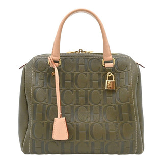 CAROLINA HERRERA | Olive Andy 7 Embossed Top Handle Bag