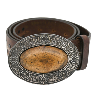 STREETS AHEAD | Wooden Buckle Studded Leather Belt