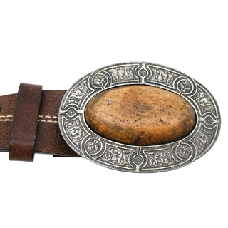 STREETS AHEAD | Wooden Buckle Studded Leather Belt