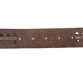 STREETS AHEAD | Wooden Buckle Studded Leather Belt