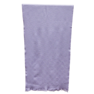 Purple GG Fringe-Trim Scarf