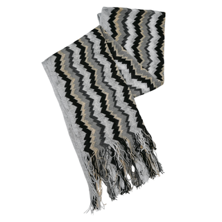 MISSONI | Multicolored Chevron Knit Fringe Scarf