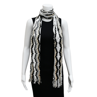 MISSONI | Multicolored Chevron Knit Fringe Scarf