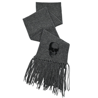 360 CASHMERE | Skull Cashmere-Wool Blend Fringe Scarf