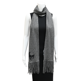 360 CASHMERE | Skull Cashmere-Wool Blend Fringe Scarf
