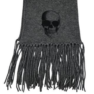 360 CASHMERE | Skull Cashmere-Wool Blend Fringe Scarf
