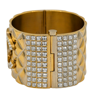 CHANEL | Quilted Strass Crystal CC Cuff Bracelet