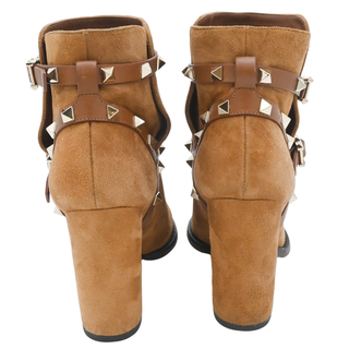 VALENTINO | Strappy Tan Rockstud Suede Booties
