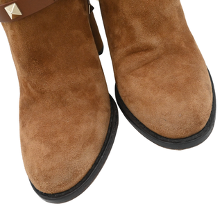 VALENTINO | Strappy Tan Rockstud Suede Booties