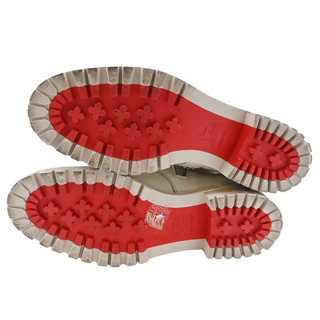 CHRISTIAN LOUBOUTIN | Winter Spikes Ivory Leather Studded Combat Boots