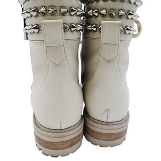 CHRISTIAN LOUBOUTIN | Winter Spikes Ivory Leather Studded Combat Boots