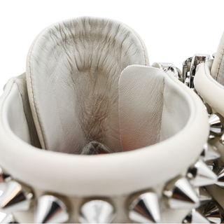 CHRISTIAN LOUBOUTIN | Winter Spikes Ivory Leather Studded Combat Boots