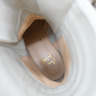 CHRISTIAN LOUBOUTIN | Winter Spikes Ivory Leather Studded Combat Boots