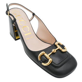 GUCCI | Horsebit Square-Toe Leather Pumps